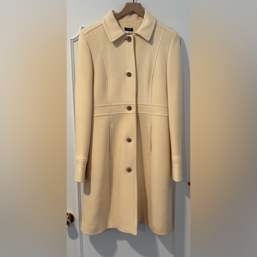 J. Crew Ivory Classic Lady Coat Italian Double Cloth w/ Thinsulate Tall Size 14T